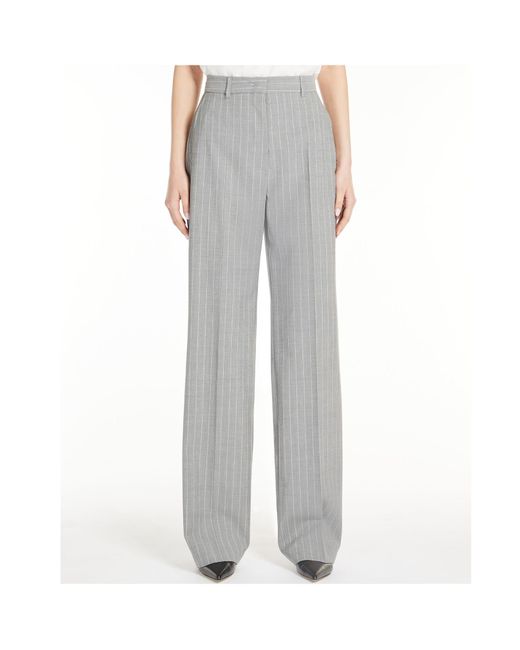 Max Mara Gray Pinstripe Wool Casual Pants