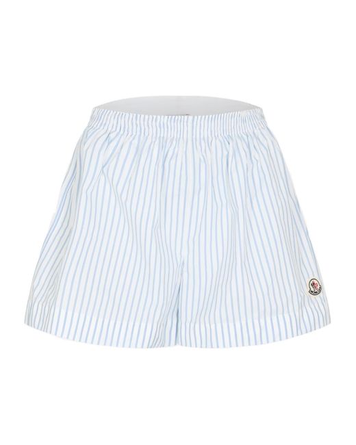 Moncler White Logo Striped Shorts