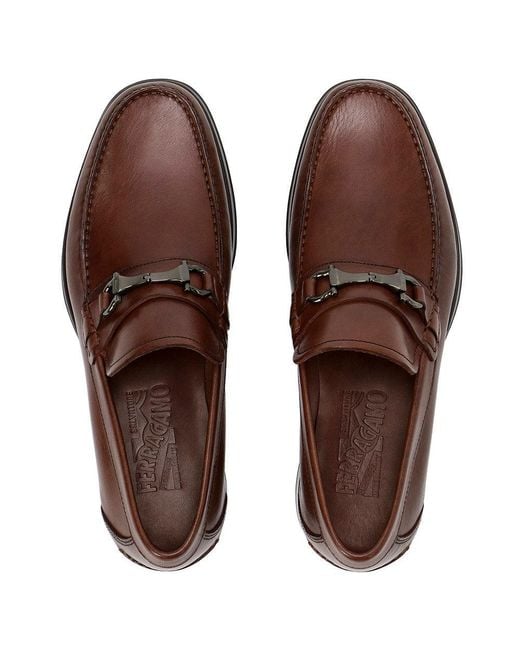 Ferragamo Brown Logo Buckle Business Casual Shoes for men