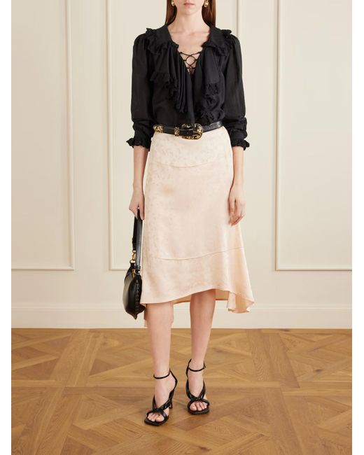 Rixo Black Milia Ruffled Lace-Trim Blouse