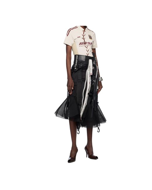 Junya Watanabe Black Multi Fabrics Mix Midi Skirt