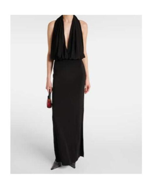Magda Butrym Black Draped Halterneck Jersey Gown