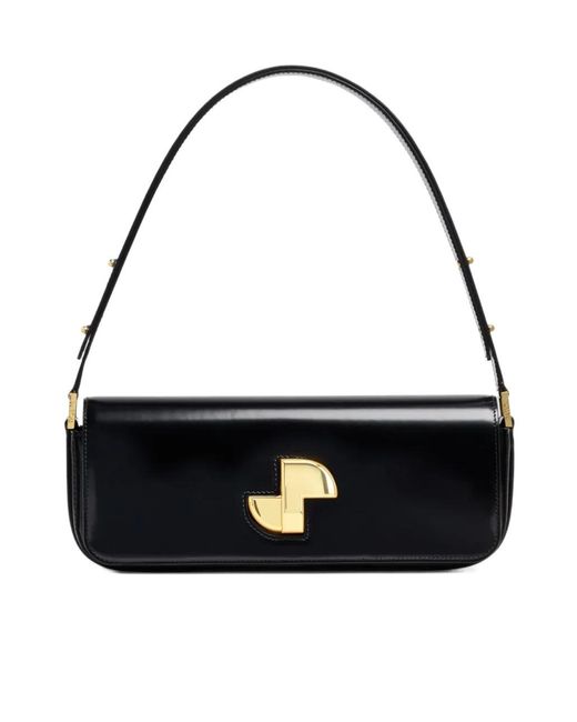 Patou Black Le Lock Leather Shoulder Bag