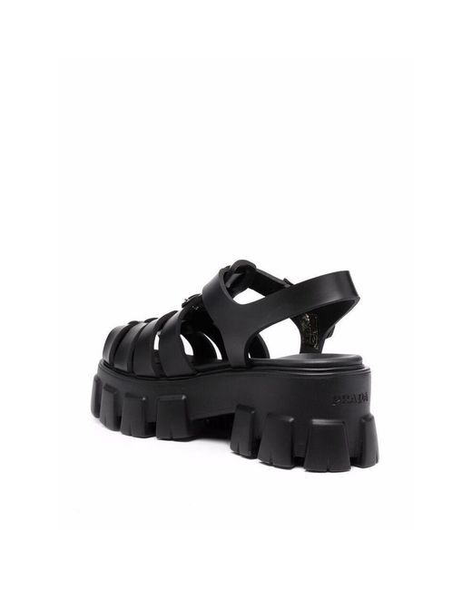Prada Black Strapped Platform Sandals