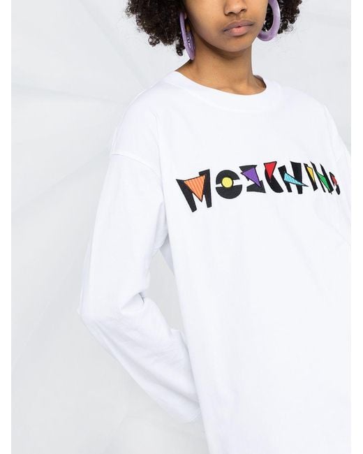 Moschino White Logo Printed T-Shirt Dress