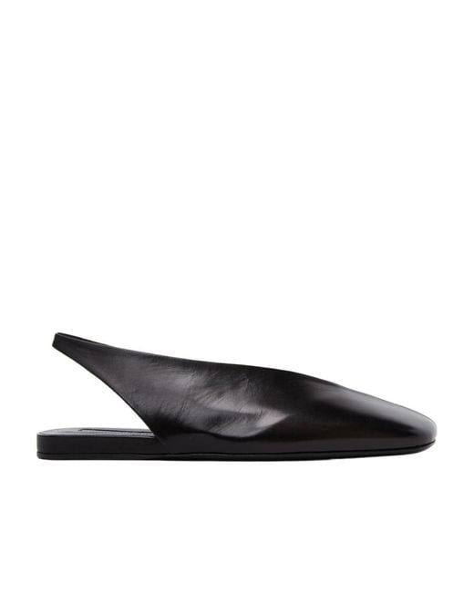 Jil Sander Black Asymmetric-Toe Ballerina Shoes