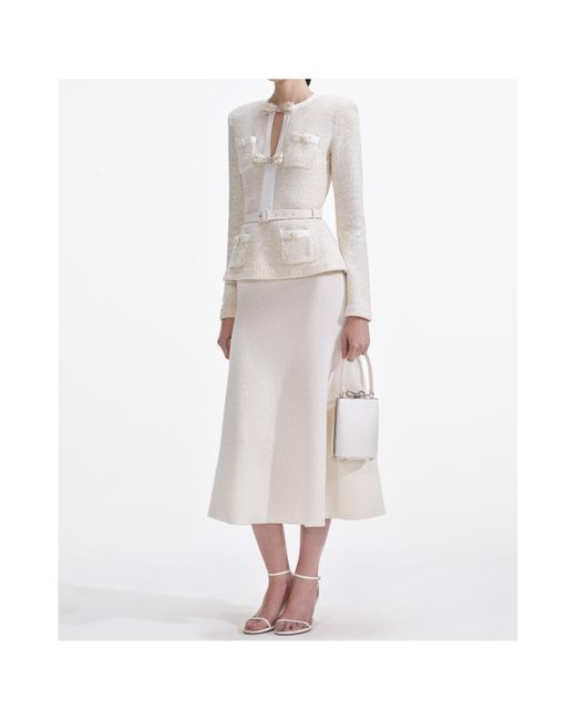 Self-Portrait White Cotton-Wool Blend Dress