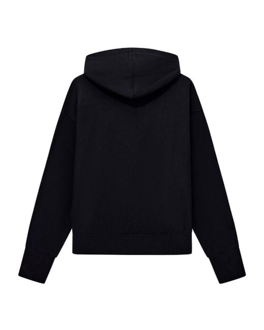 Emporio Armani Black French Terry Jersey Hoodie With Oversized Ea Embroidery for men