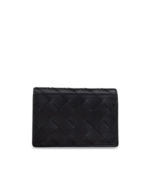 Bottega Veneta Black Woven Business Card Holder for men