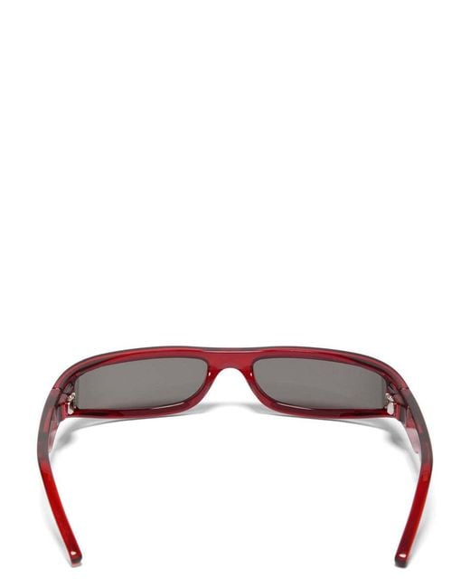 Rick Owens White Fog Rectangular Frame Sunglasses for men