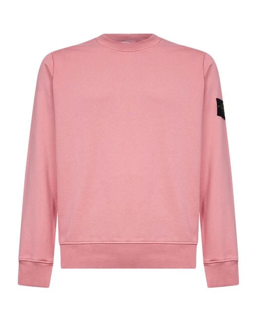 Stone Island Pink Logo Patch Crewneck Sweatshirt for men