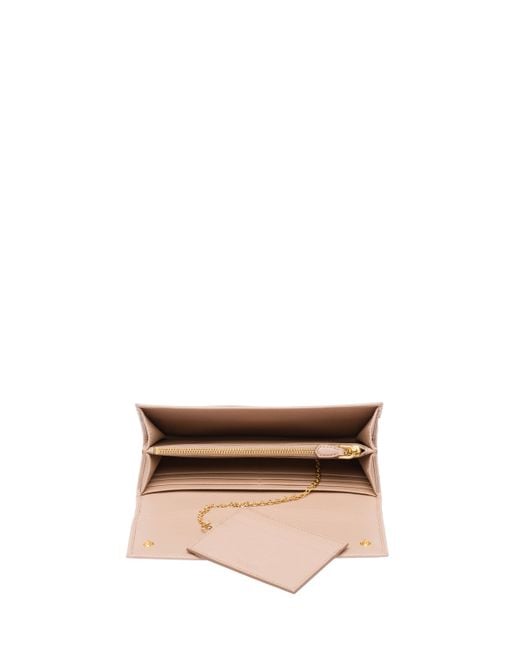 Prada Pink Logo Plaque Fold Continental Wallet