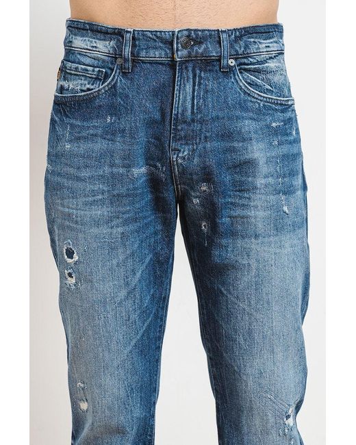 Boss Blue Boss Distressed Straight-Leg Jeans for men