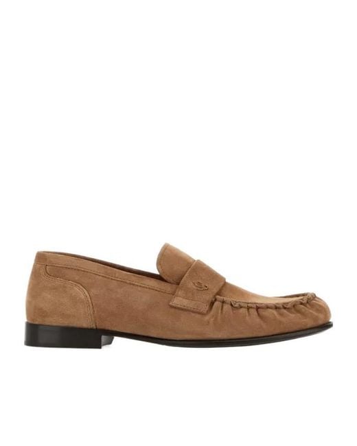 Jimmy Choo Brown Ellis Penny-Strap Suede Loafers