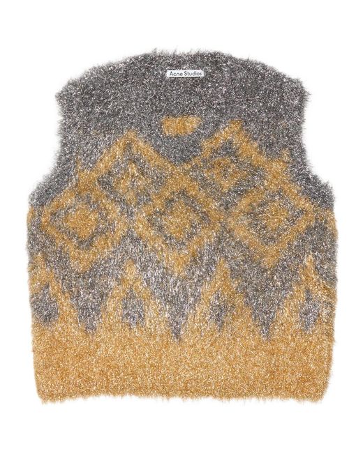 Acne Gray Geometric-Pattern Vest