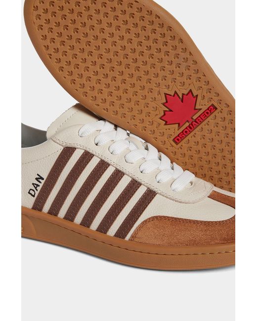 DSquared² Brown Round Toe Low-Top Sneakers for men