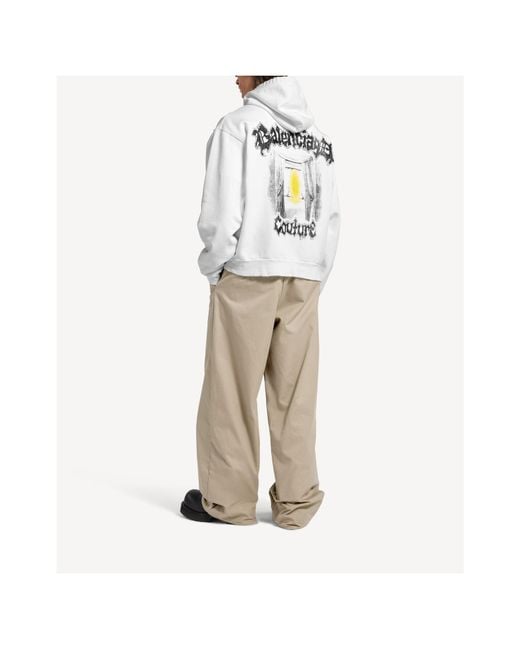 Balenciaga White Cotton Salon De Couture Zip-Up Hoodie for men