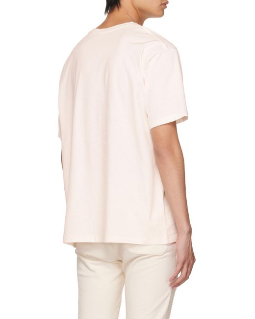 Balmain White Cotton T-Shirt With Small Paris Logo for men