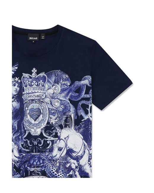 Just Cavalli Blue Item O-Neck Short-Sleeved T-Shirt for men