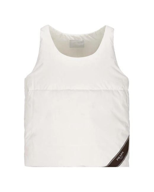Prada White Cotton Down Tank Top for men