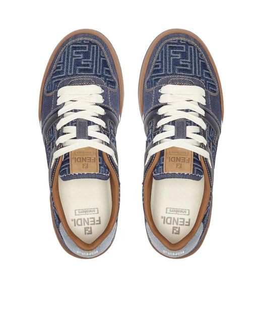 Fendi Blue Match Low-Top Sneakers for men