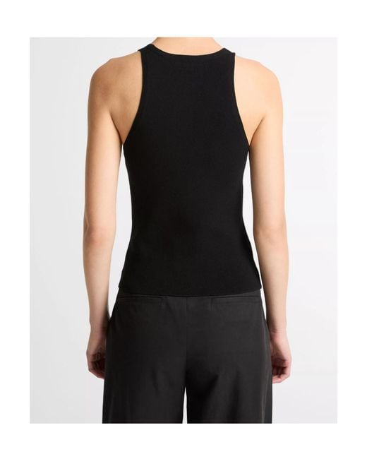 Vince Black Milano-Stitch Scoop-Neck Sweater Tank
