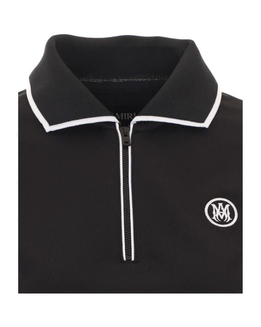 Amiri Black Monogram Half Zip Polo T-Shirt