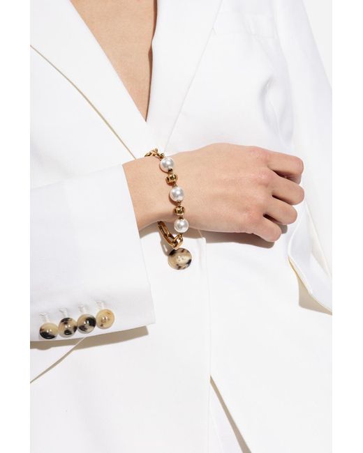 McQueen Metallic Skull Embellished Chained Bracelet