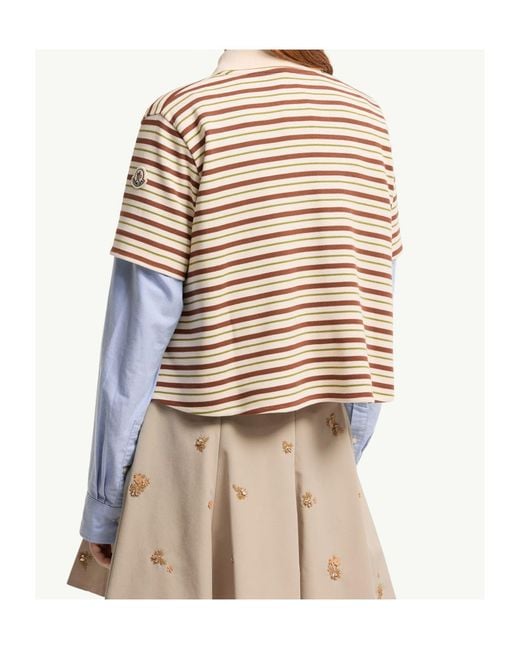 Moncler White Striped Polo Shirt