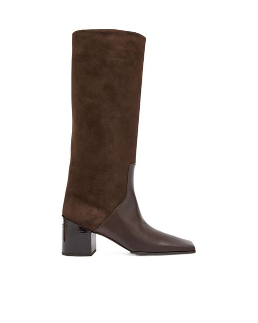 Alaïa Brown Panelled 55 Nubuck Knee-High Boots