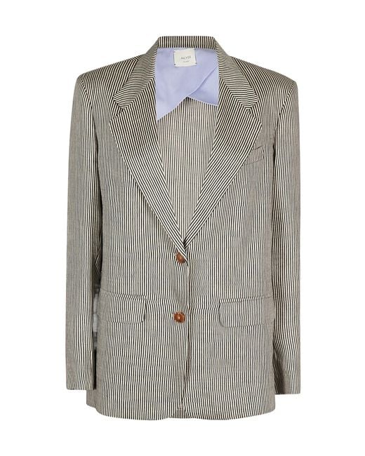 Alysi Gray Striped Single-Breasted Blazer