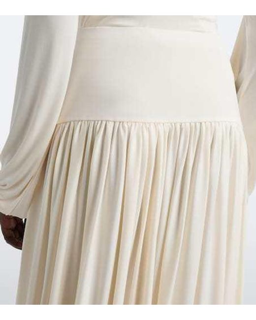 AYA MUSE White Elya Asymmetric Pleated Midi Skirt