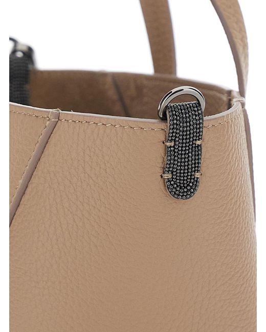Brunello Cucinelli Natural Duo Mini Top Handle Bag