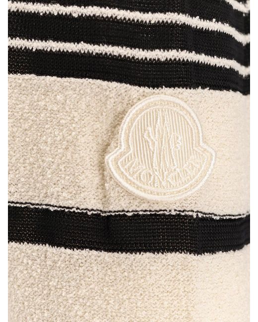 Moncler White Striped Cotton Blend Dress