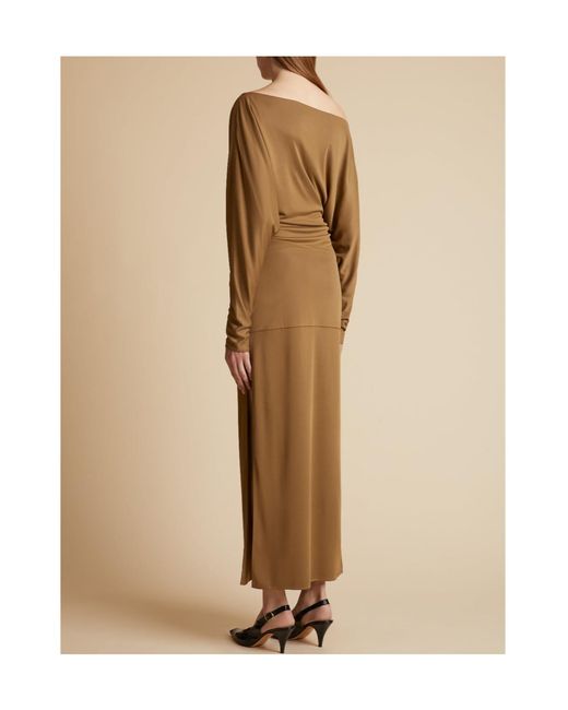 Khaite Brown Junet Draped Maxi Dress