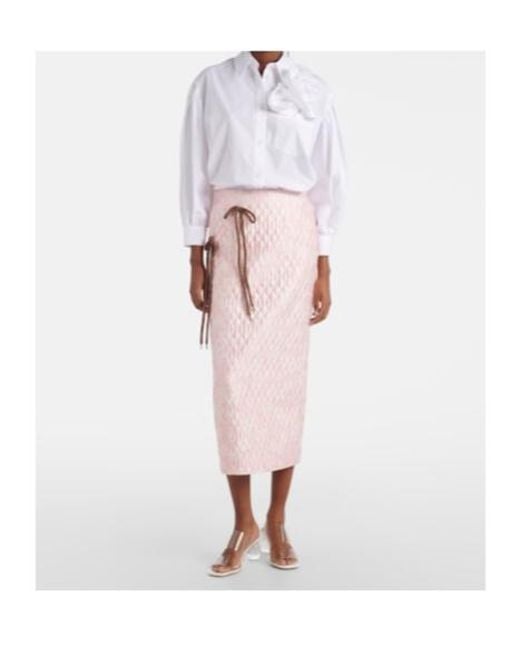 Simone Rocha Pink Floral Quilted Pencil Skirt