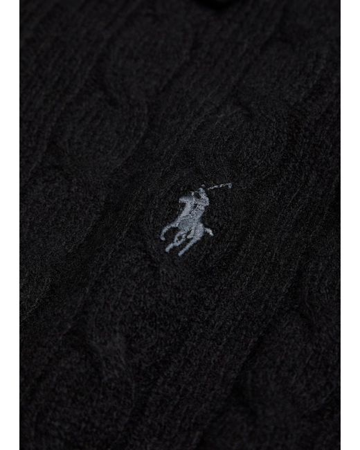 Polo Ralph Lauren Black Wool And Cashmere Blend Cable Knit Polo Shirt for men
