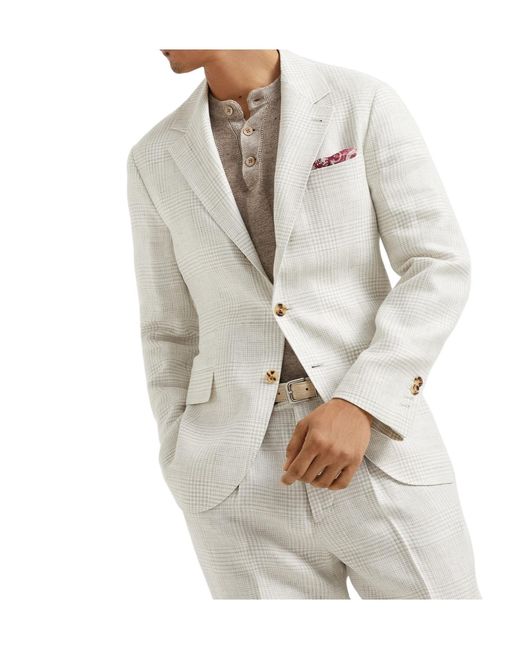 Brunello Cucinelli White Prince Of Wales Blazer for men