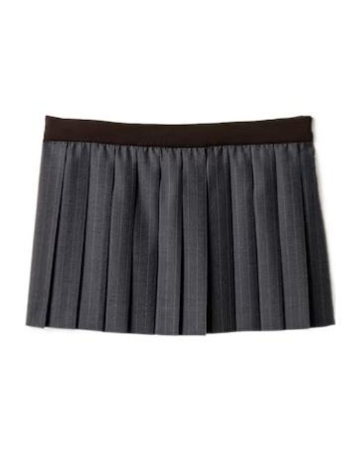Miu Miu Gray Pleated Pinstripe Miniskirt