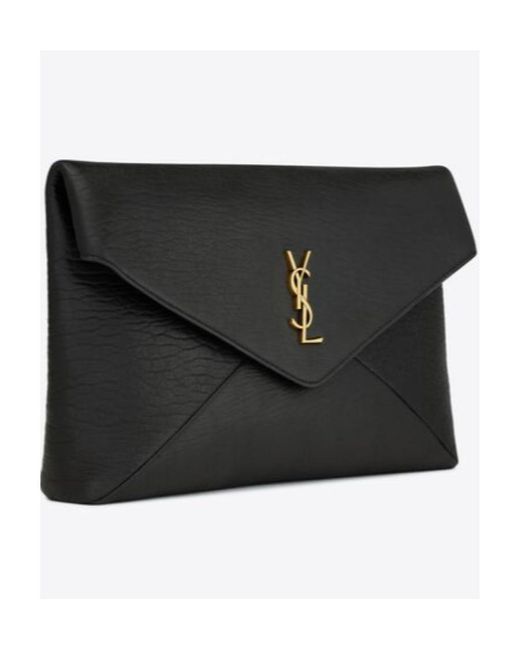 Saint Laurent Black Cassandre Envelope Large Clutch Bag
