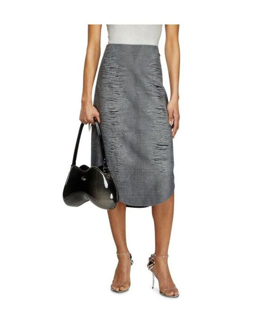 DIESEL Gray O-Tavy Distressed Checked Skirt