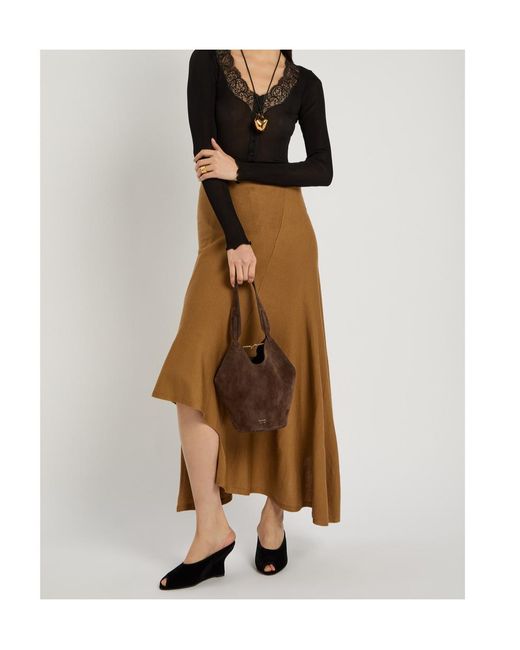 Khaite Brown Lotus Mini Suede Tote Bag