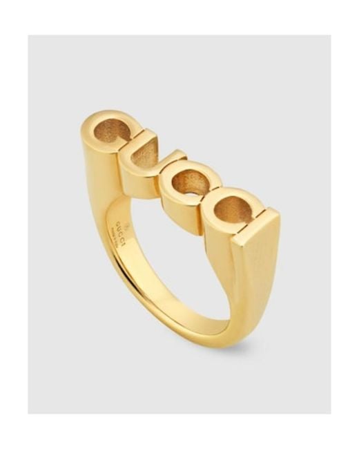 Gucci Metallic Logo Plaque Rings