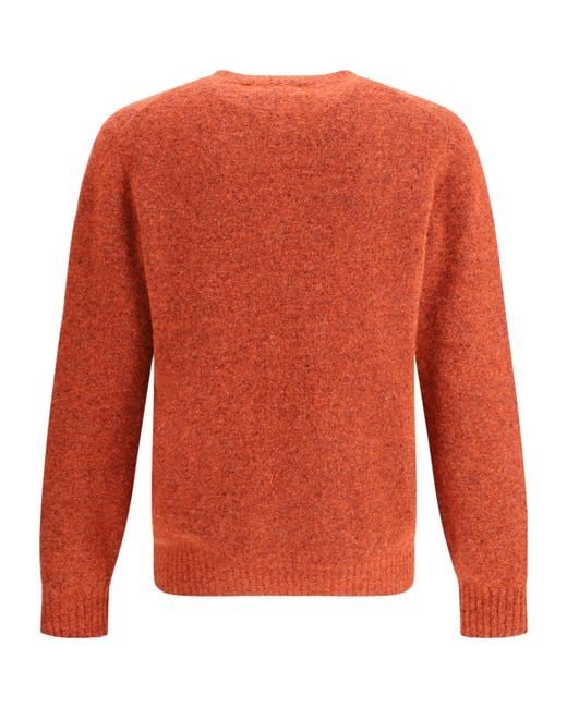 Brunello Cucinelli Orange Crewneck Knitted Jumper for men