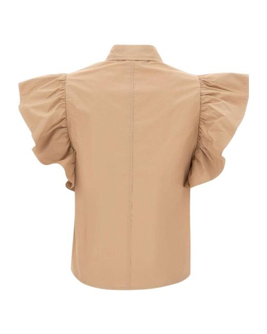 Kaos Natural Ruffled Cropped Shirt