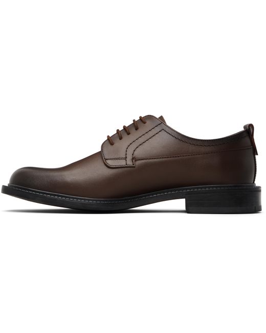 Boss Brown Leather Derby Shoes for men