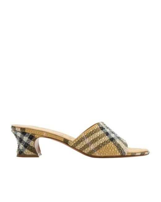 Burberry Multicolor Rhinestone Check Sloane Mules