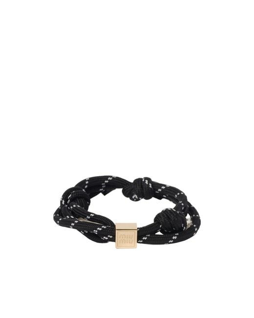 Miu Miu Blue Logo-Engraved Rope Bracelet