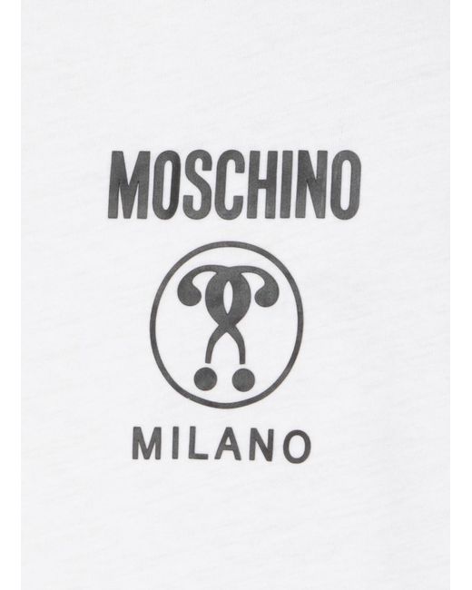 Moschino White Logo Printed Crewneck T-Shirt for men