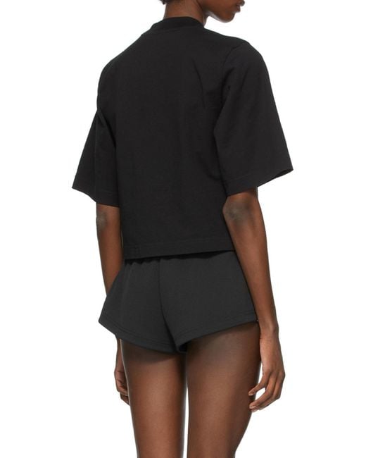 Palm Angels Black Bear Print Cropped T-Shirt